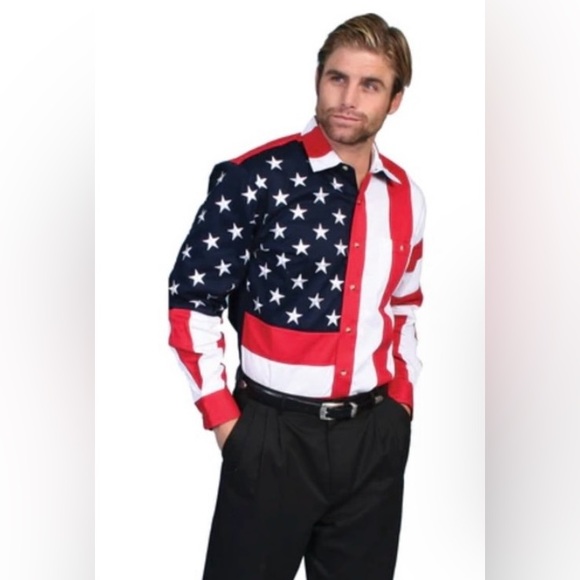 Scully Men’s Western American Flag Shirt / Very Good Condition / Size XL 🇺🇸 - Picture 1 of 8